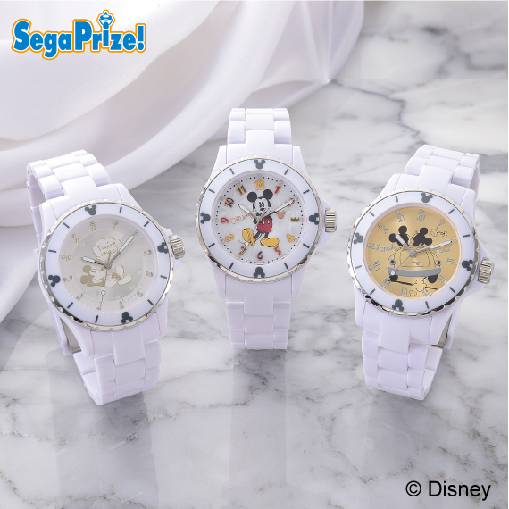 ミッキー＆ミニー プレミアムラインストーン付ホワイトリストウォッチ