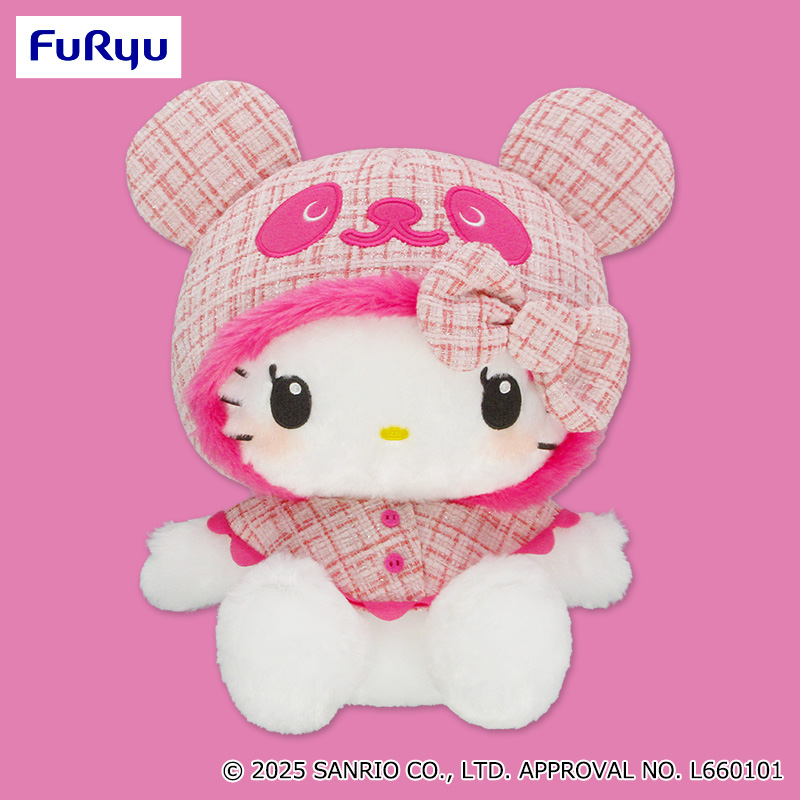 パンダ ハローキティ 胸きゅんツイード超BIGぬいぐるみ｜タイトーの1月