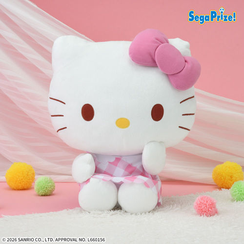 ハローキティ LLぬいぐるみ ピンクチェックVer.｜タイトーの2月の