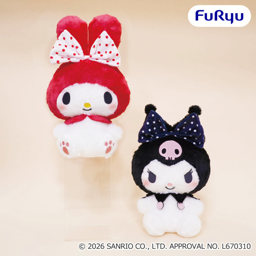 マイメロディ・クロミ 大きなリボンみみむすびBIGぬいぐるみ～ドット
