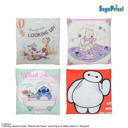 ディズニー　超ＢＩＧ　もっちり　スクエア　クッション　セット　新品未使用 ディズニーキャラクター スーパーギガザッカぐらもっちクッション