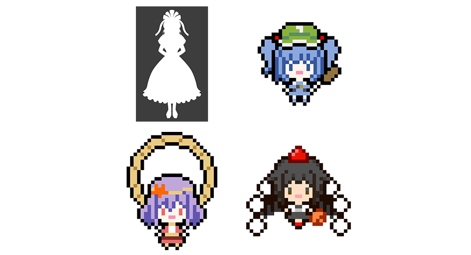 アバター　鍵山雛(3D)、河城にとり(2D)、射命丸文(2D)、八坂神奈子(2D)