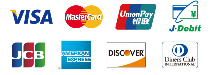 VISA MasterCard UnionPay J-Debit JCB AMERICANEXPRESS DISCOVER DinersClubINTERNATIONAL