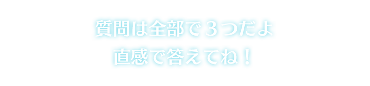 質問は全部で3つだよ直感で答えてね！