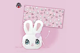 foxy illustrations カラビナ付ぬいぐるみがま口ポーチ&ぬいぐるみブランケット