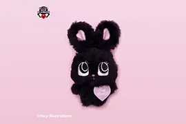 foxy illustrations カラビナ付ぬいぐるみがま口ポーチ&ぬいぐるみブランケット