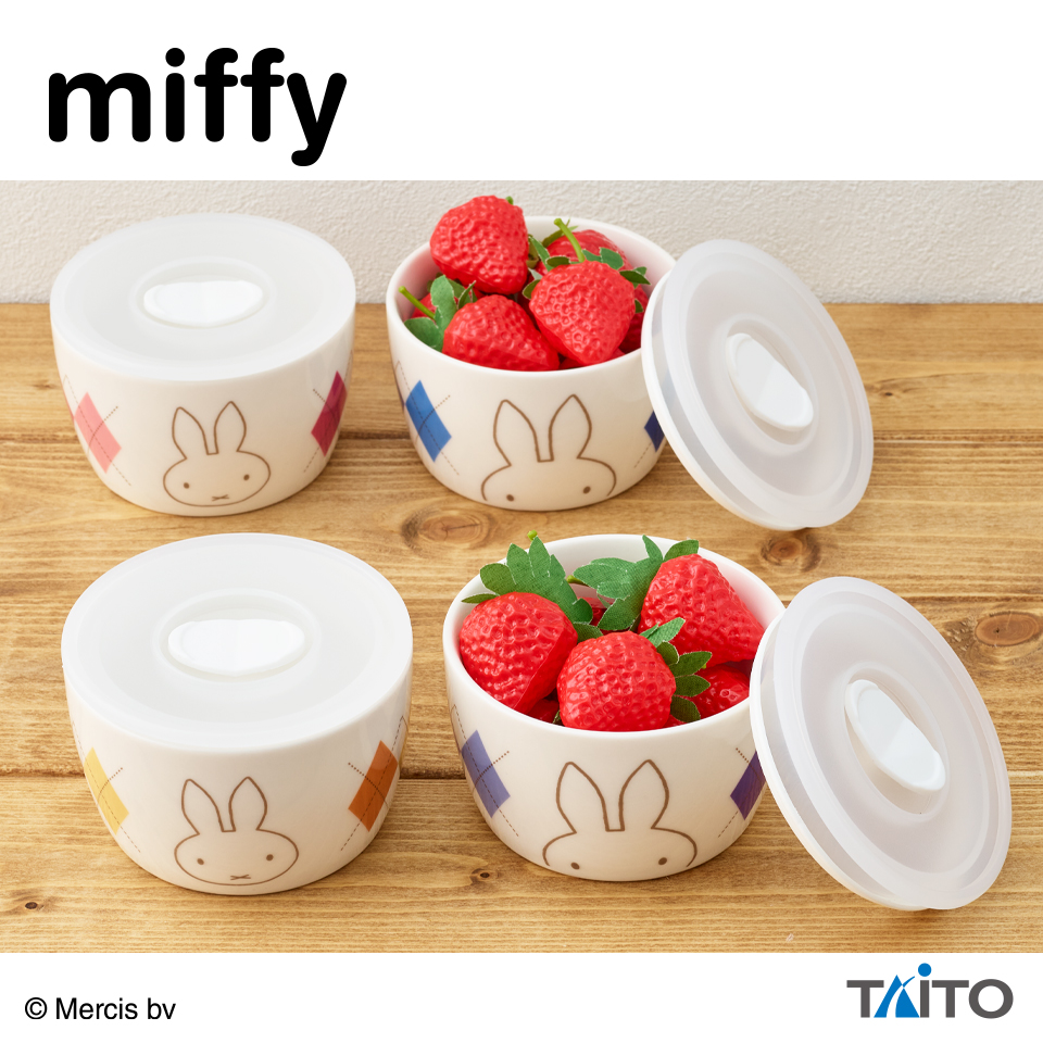 新品　ミッフィー　フードストッカー　食器　タッパー　保存容器　ケース ミッフィー フードストッカーセット アーガイルver.タイトープライズ詳細