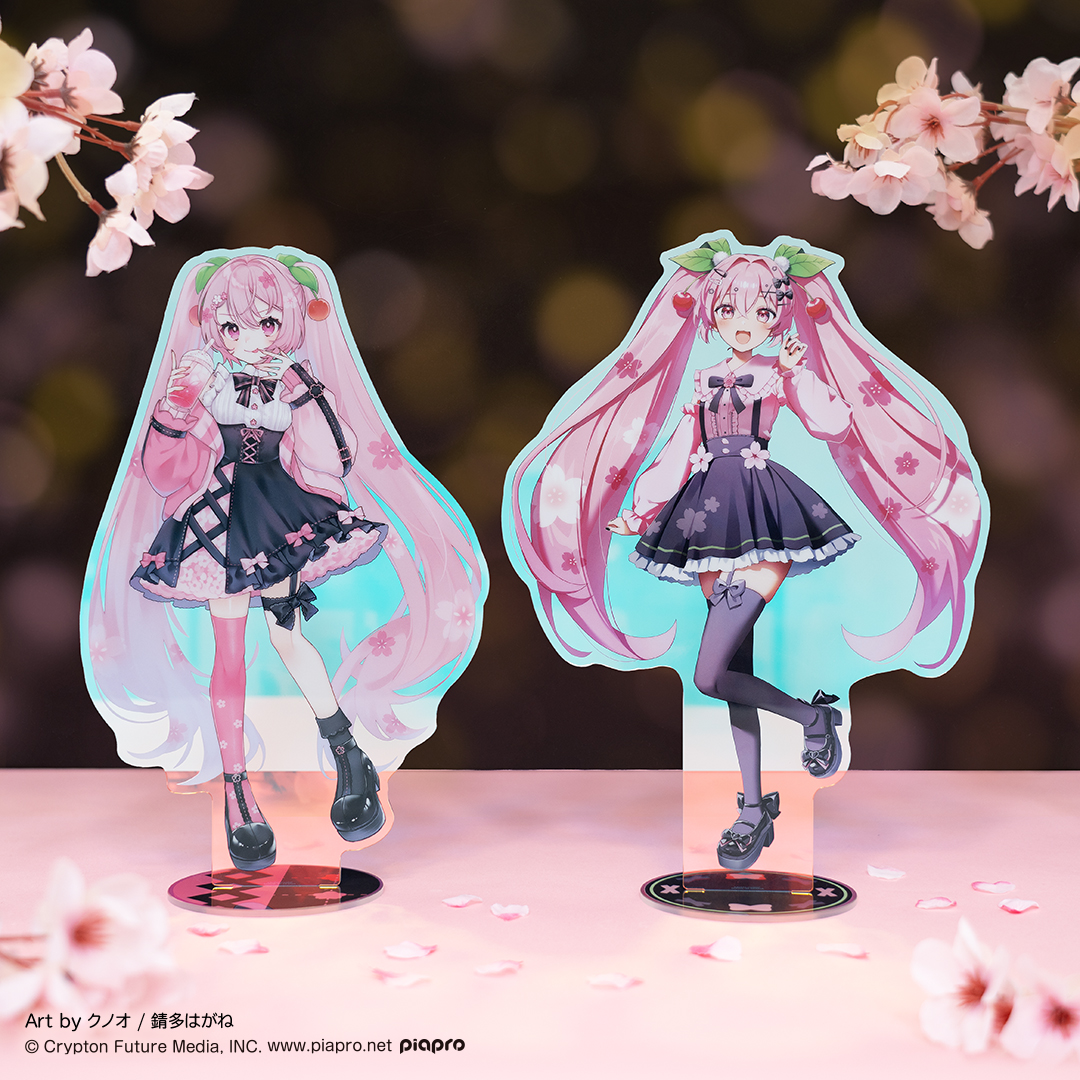 WH賞 とってもおおきなクリアスタンド 桜ミク1&2セット オーロラver.